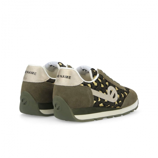 BASKETS NO NAME CITY RUN JOGGER VERT OLIVE LEOPARD